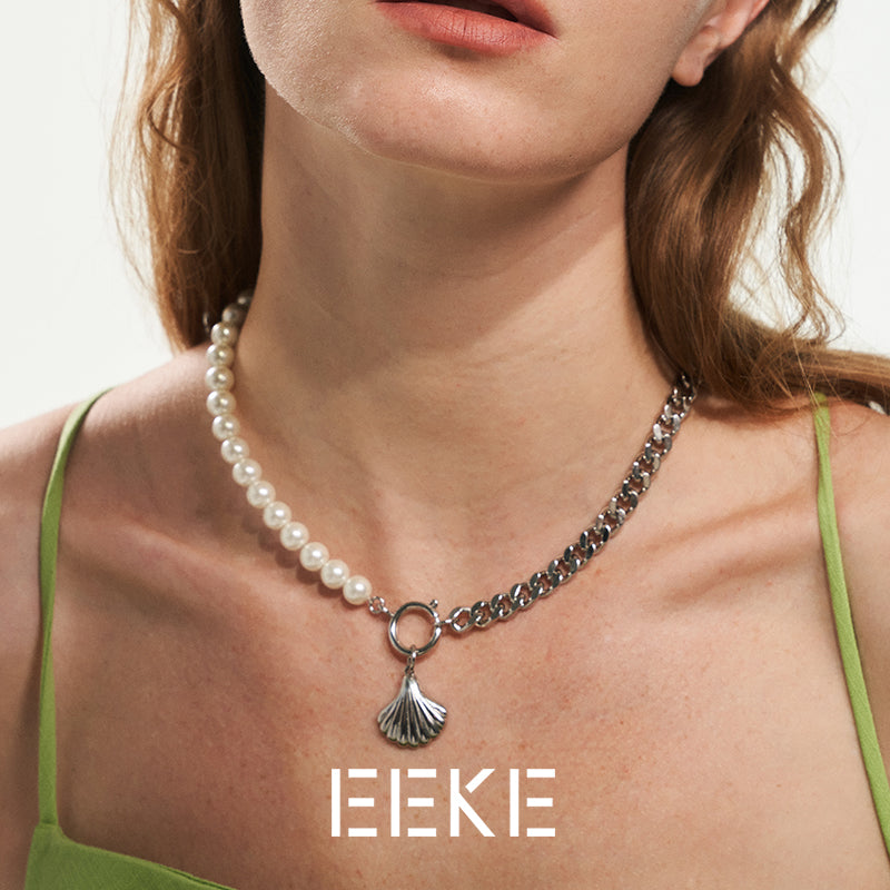 Shell Pearl Asymmetric Necklace