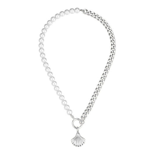 Shell Pearl Asymmetric Necklace