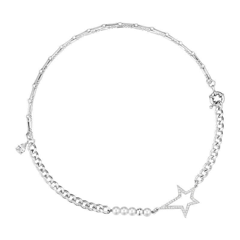Five-pointed star chain stitching necklace