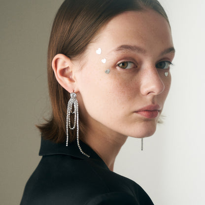 Oval long tassel earrings