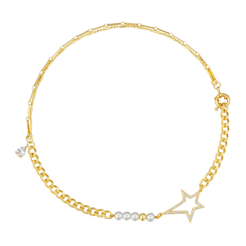 Five-pointed star chain stitching necklace