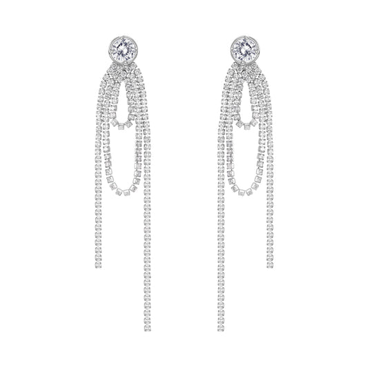 Oval long tassel earrings