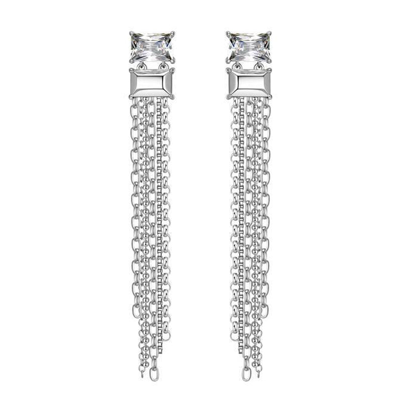 Twin, rectangular gem Tassel earring