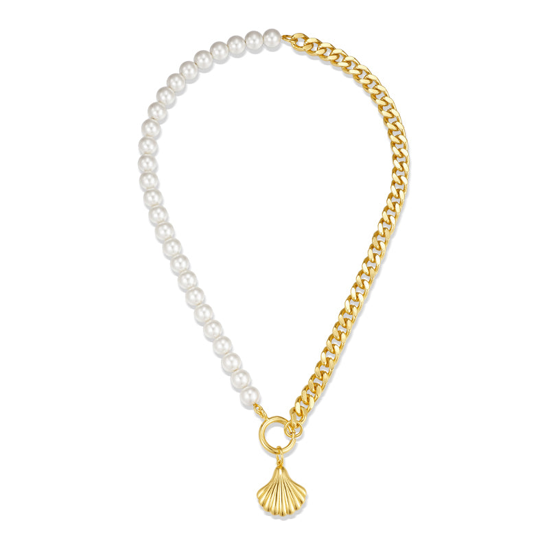 Shell Pearl Asymmetric Necklace