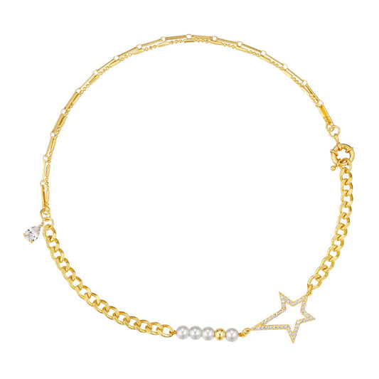 Five-pointed star chain stitching necklace