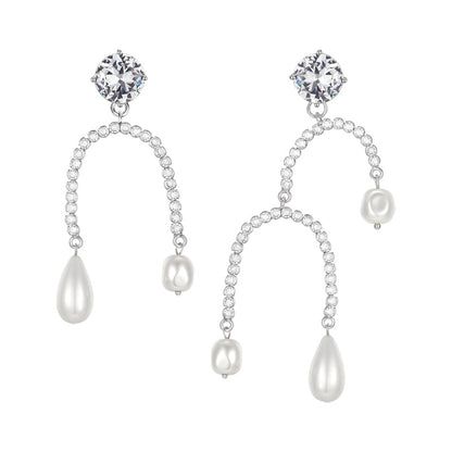 Asymmetric Crystal Diamond Earrings