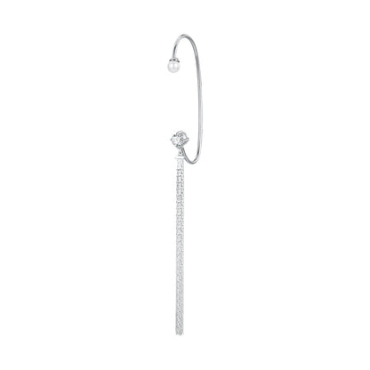 Pearl crystal tassel earrings