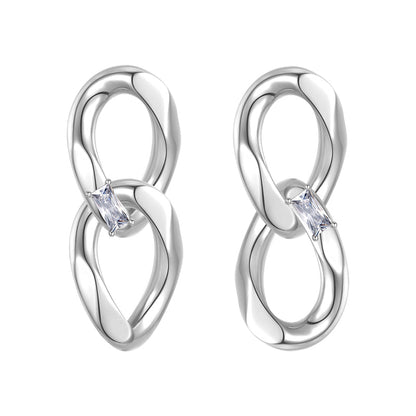 Chain Crystal Diamond Stud Earrings