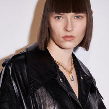 Load image into Gallery viewer, Lock chain necklace and drip glaze letter pendant golden set
