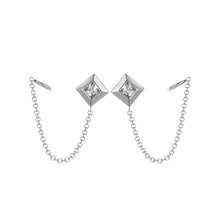 Load image into Gallery viewer, Overlapping, square gem stud earrings
