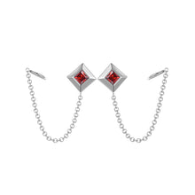 Load image into Gallery viewer, Overlapping, square gem stud earrings
