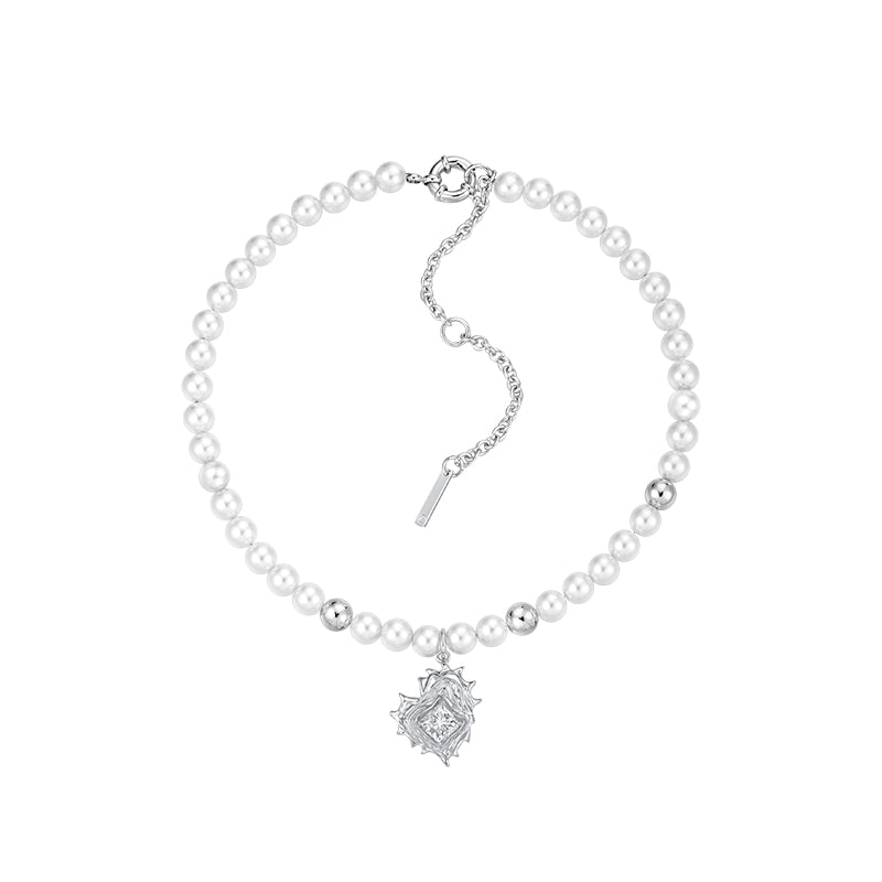 Ripples Gem Heart Pearl Necklaces