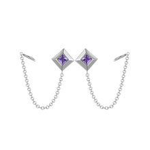Load image into Gallery viewer, Overlapping, square gem stud earrings
