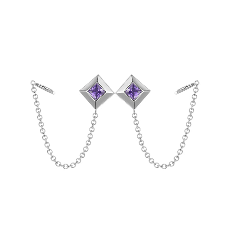 Overlapping, square gem stud earrings