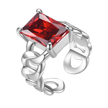 Load image into Gallery viewer, Rectangular gem chain open ring
