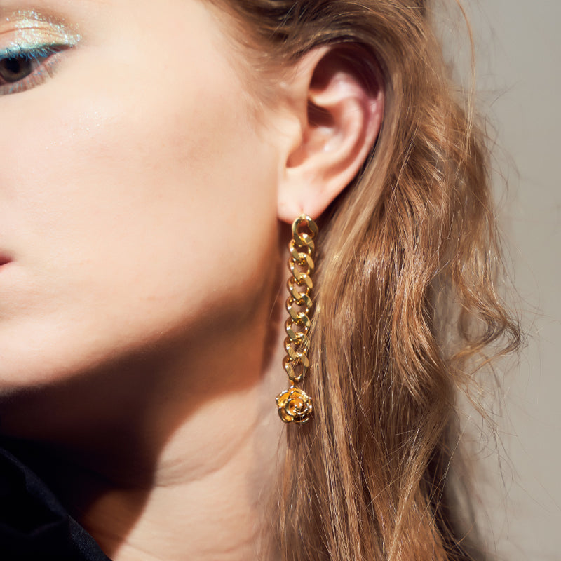 Boucles d'oreilles chaîne roses