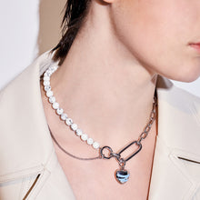 Load image into Gallery viewer, White turquoise back clasp drip glaze stitching necklace
