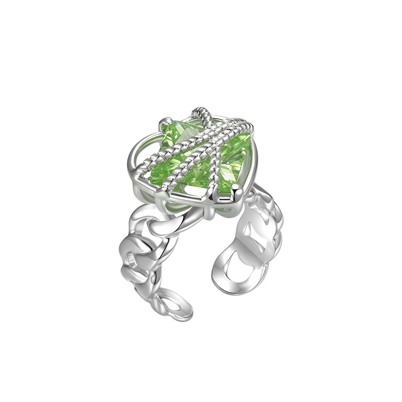 Braiding Love Gems Chain Open Ring