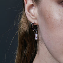 Load image into Gallery viewer, Half round rivet crystal diamond earrings
