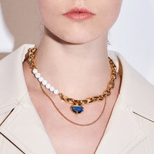 Load image into Gallery viewer, Drip-glazed white turquoise stitching necklace
