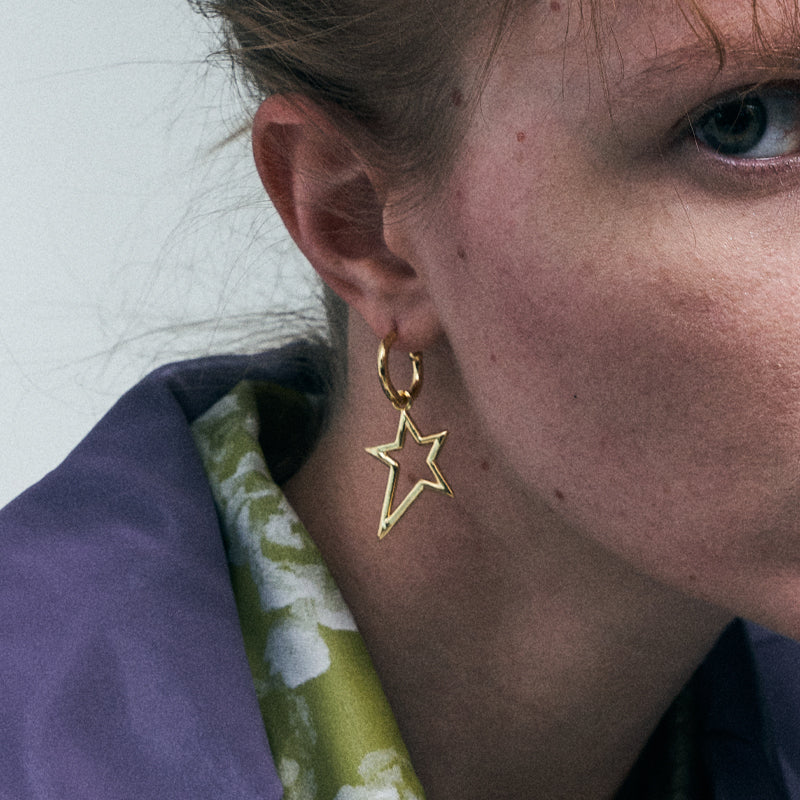 Boucles d'oreilles asymétriques pentagramme
