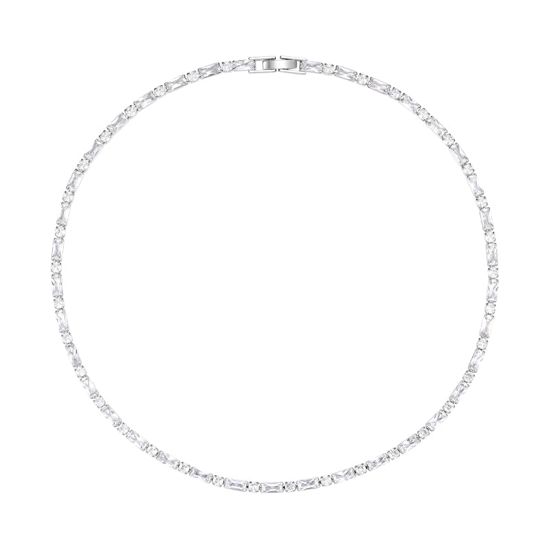 Square Round Crystal Diamond Necklace