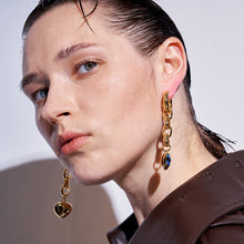Load image into Gallery viewer, Drop glaze love long chain earrings
