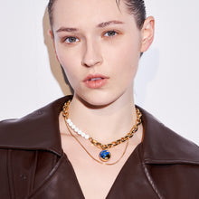 Load image into Gallery viewer, Drip-glazed white turquoise stitching necklace
