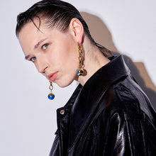 Load image into Gallery viewer, Drop glazed round ball long chain earrings
