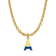 Load image into Gallery viewer, Lock chain necklace and drip glaze letter pendant golden set
