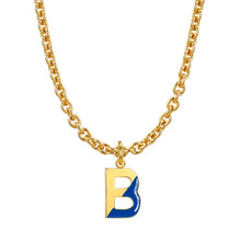 Load image into Gallery viewer, Lock chain necklace and drip glaze letter pendant golden set
