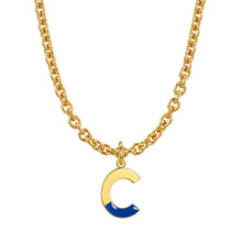 Load image into Gallery viewer, Lock chain necklace and drip glaze letter pendant golden set
