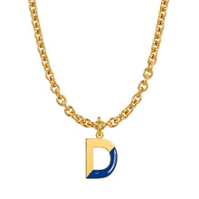 Load image into Gallery viewer, Lock chain necklace and drip glaze letter pendant golden set
