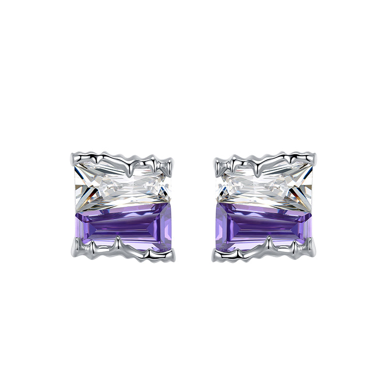 Double color gemstone stud earrings