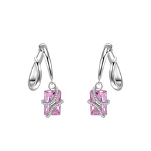 Load image into Gallery viewer, Rectangular double rope offset circle earrings
