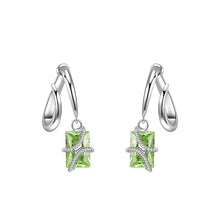 Load image into Gallery viewer, Rectangular double rope offset circle earrings
