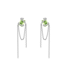 Load image into Gallery viewer, Rectangular gem chain earrings
