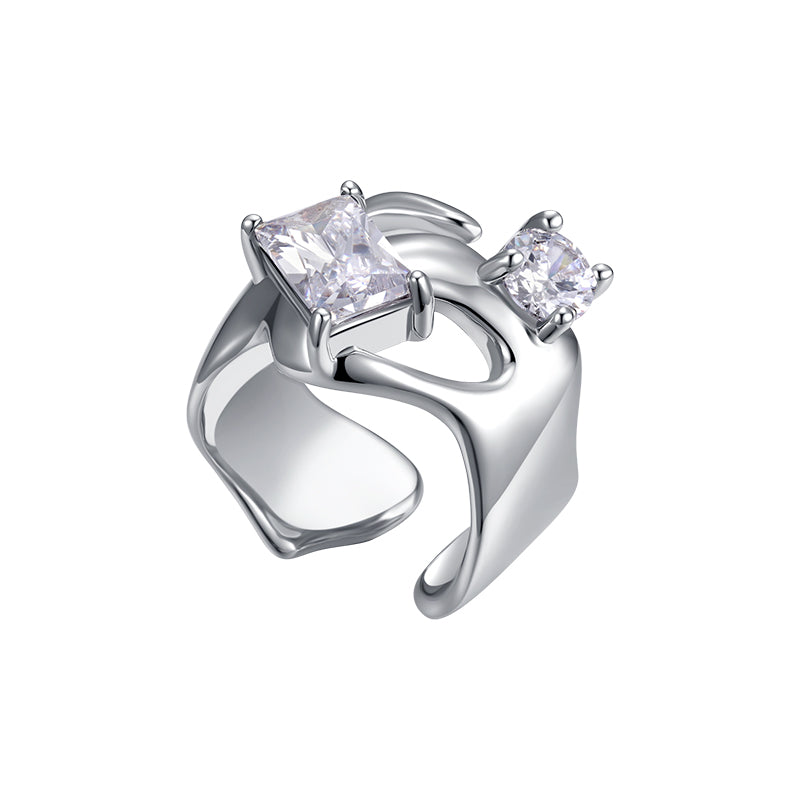 Crisscross Gemstones Open Ring
