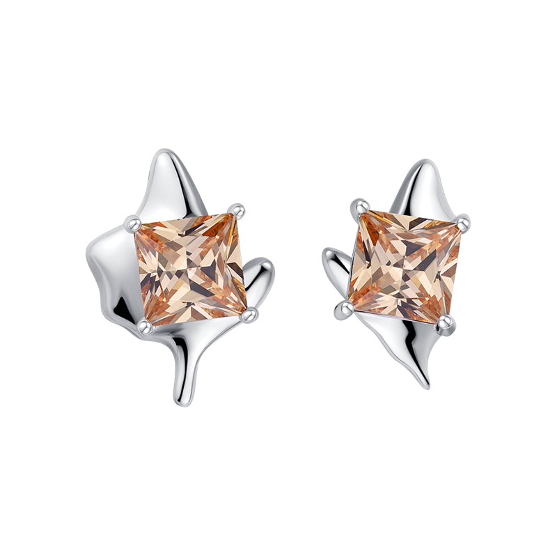 Flickered Square Gemstones Earrings