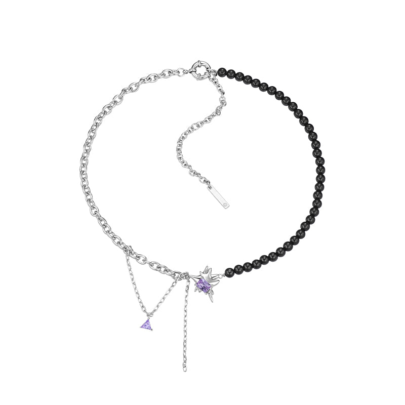 Flickered Gemstones  Asymmetry Black Agate Necklaces