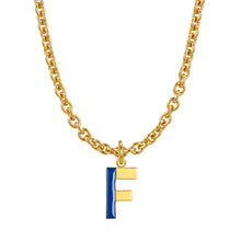 Load image into Gallery viewer, Lock chain necklace and drip glaze letter pendant golden set
