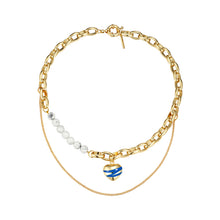 Load image into Gallery viewer, Drip-glazed white turquoise stitching necklace
