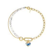 Load image into Gallery viewer, White turquoise back clasp drip glaze stitching necklace
