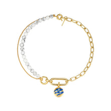 Load image into Gallery viewer, White turquoise back clasp drip glaze stitching necklace
