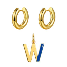 Load image into Gallery viewer, Round ear buckle and drip glaze letter pendant golden set
