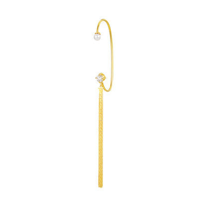 Pearl crystal tassel earrings