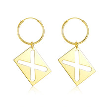 Load image into Gallery viewer, X hollow square earrings
