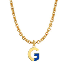 Load image into Gallery viewer, Lock chain necklace and drip glaze letter pendant golden set
