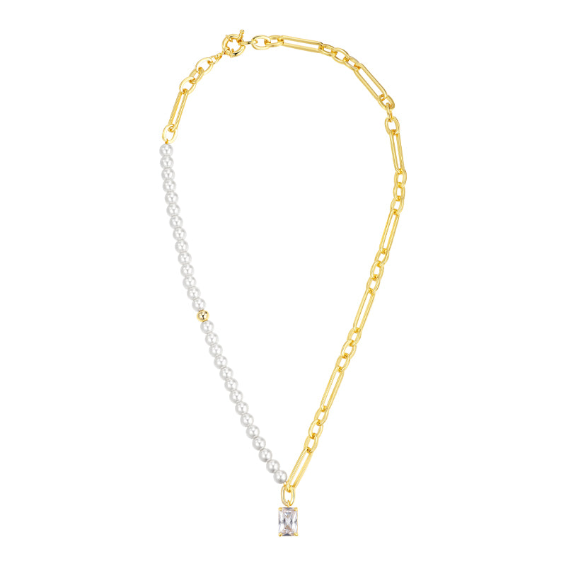 Collier asymétrique carré zircon