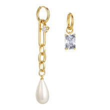Load image into Gallery viewer, Square zircon asymmetric earrings
